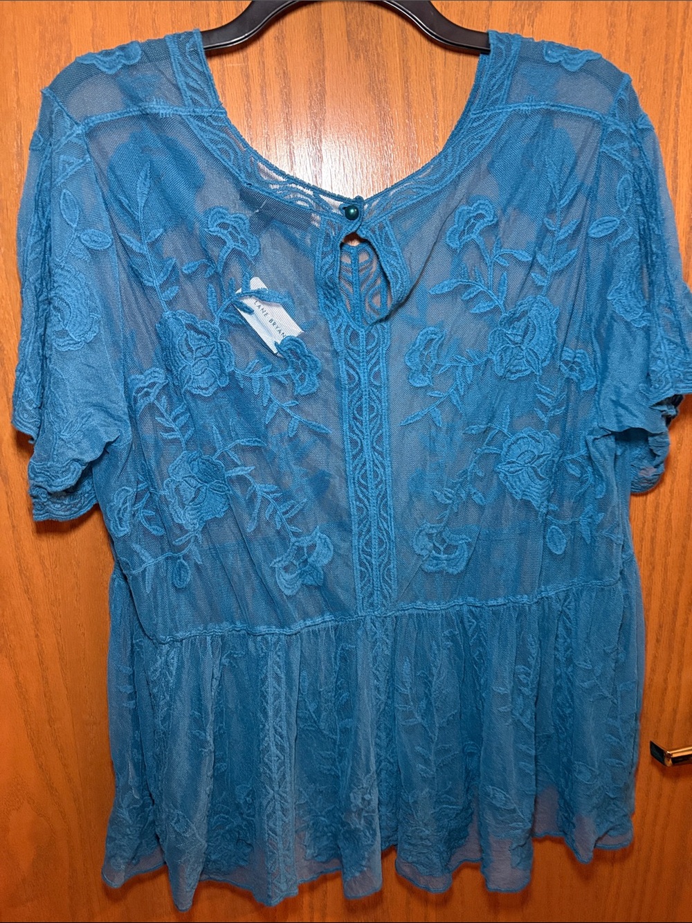 Lane Bryant Teal Blue Floral Embroidered Tank Top - Picture 2 of 2